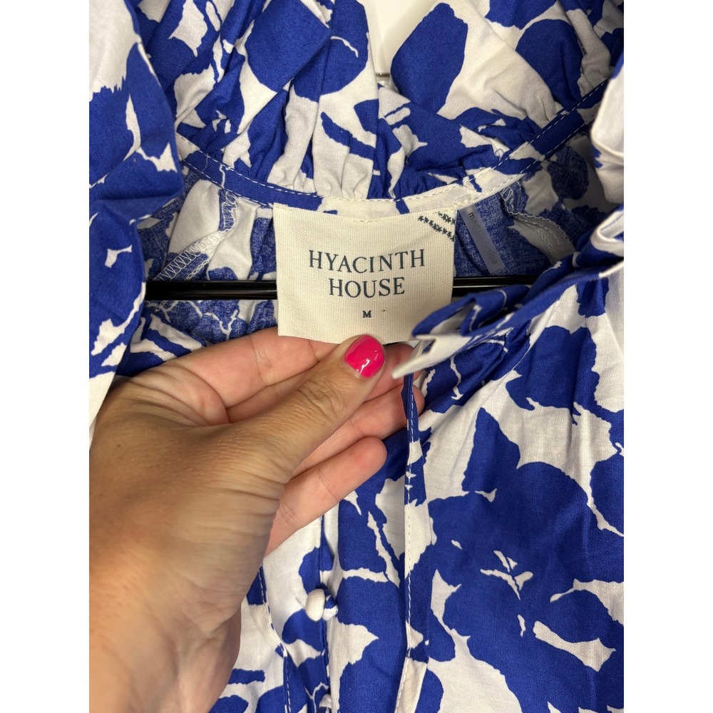 Tuckernuck Hyacinth House NWT Womens Medium Dress Blue White Floral Tiered Mini - Picture 6 of 11